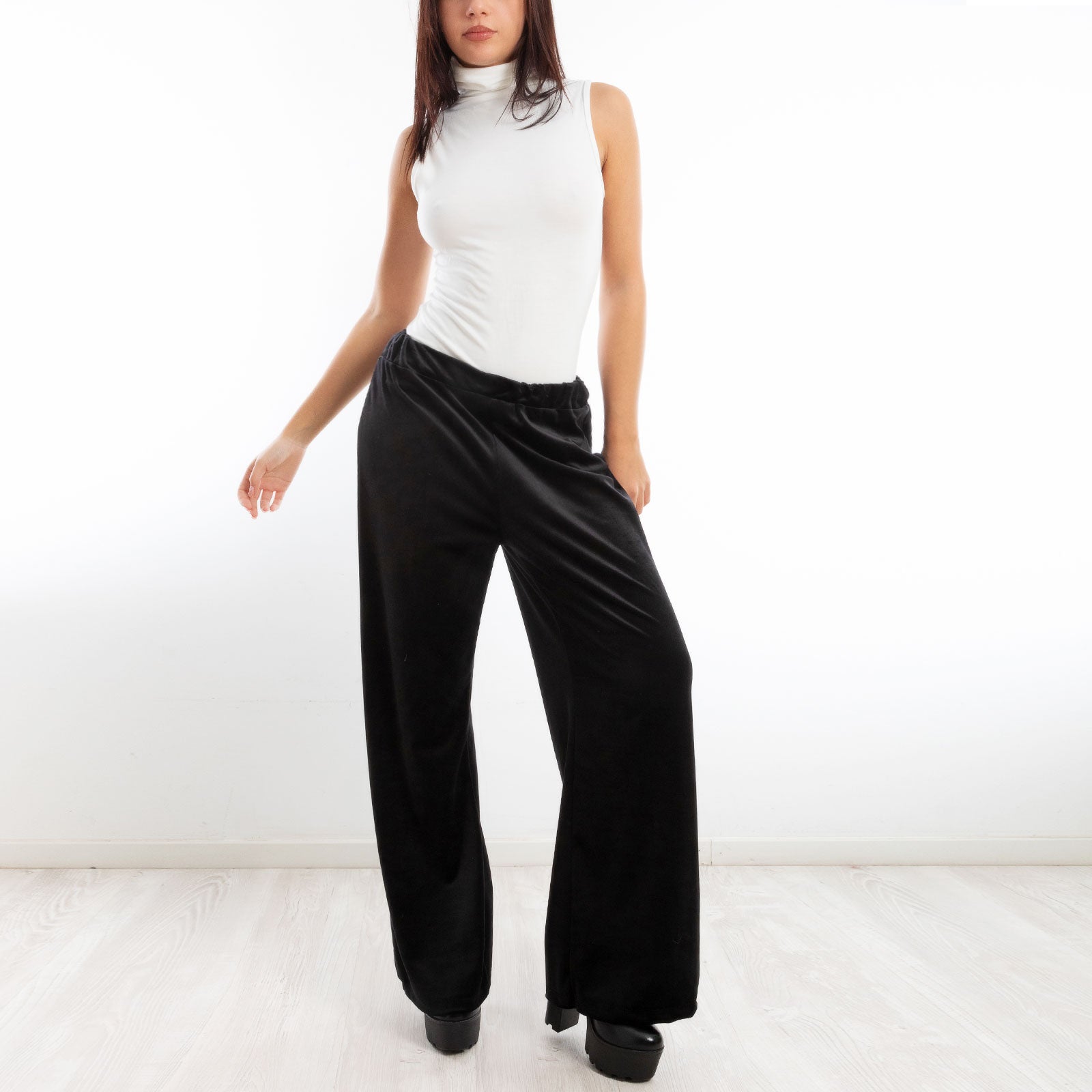 toocool pantaloni donna palazzo ciniglia velluto vi 5250