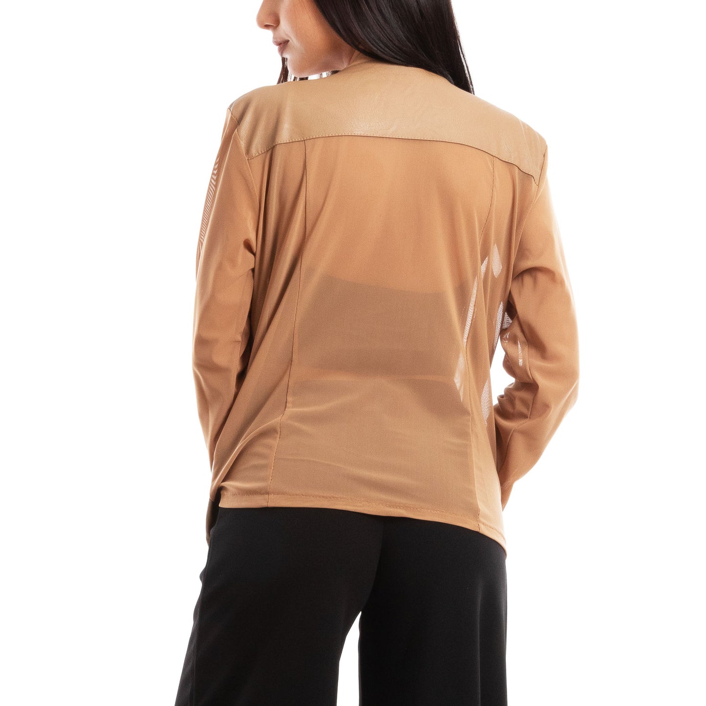 toocool giacca pelle sintetica donna velata elegante g987