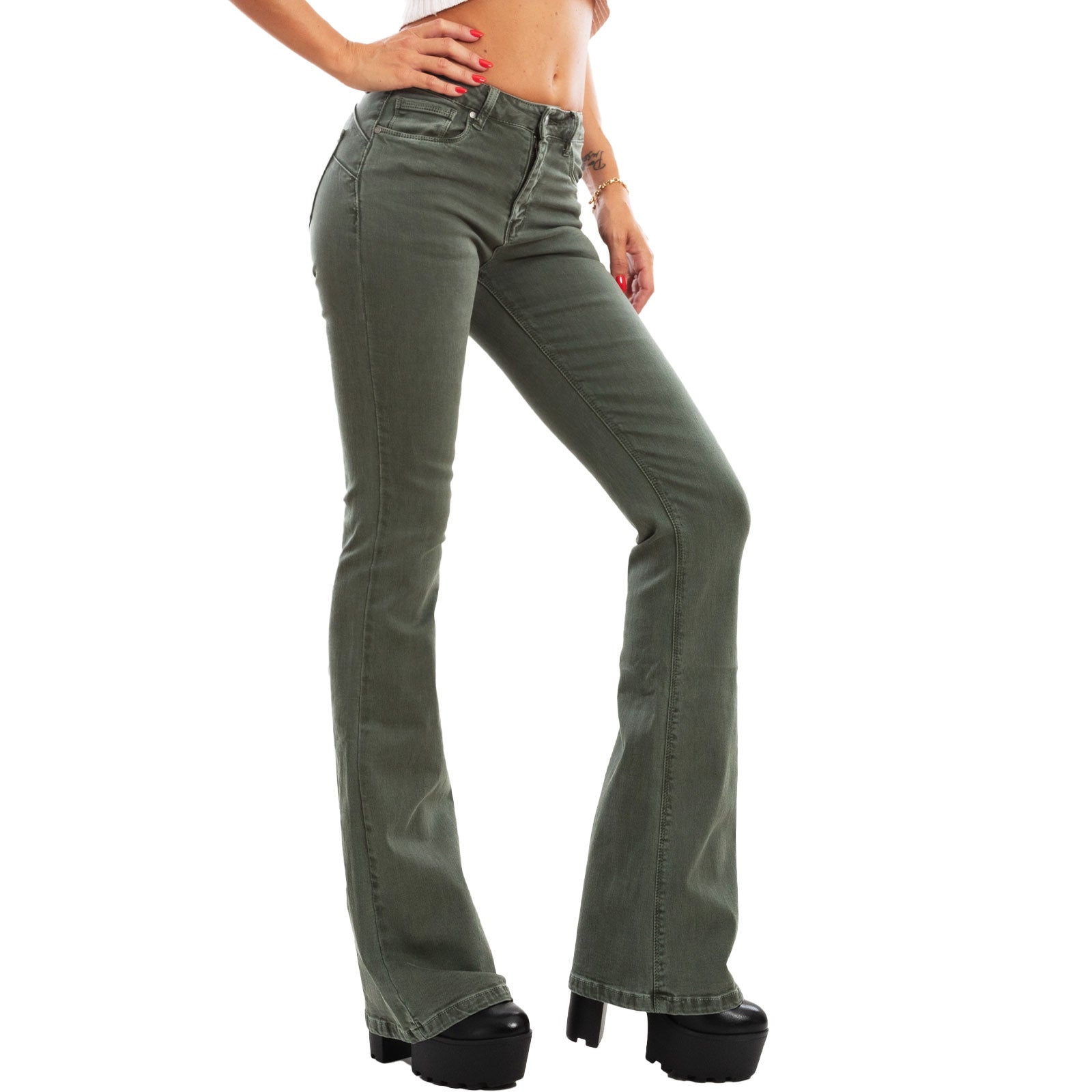 toocool jeans donna pantaloni zampa vita media push upfx1216