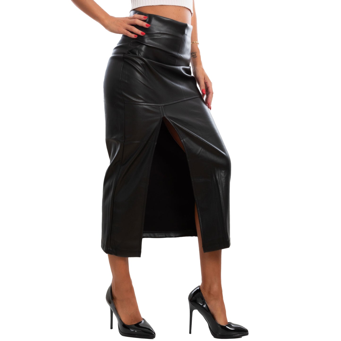 immagine-4-toocool-gonna-lunga-longuette-spacco-similpelle-q3722-nero-s