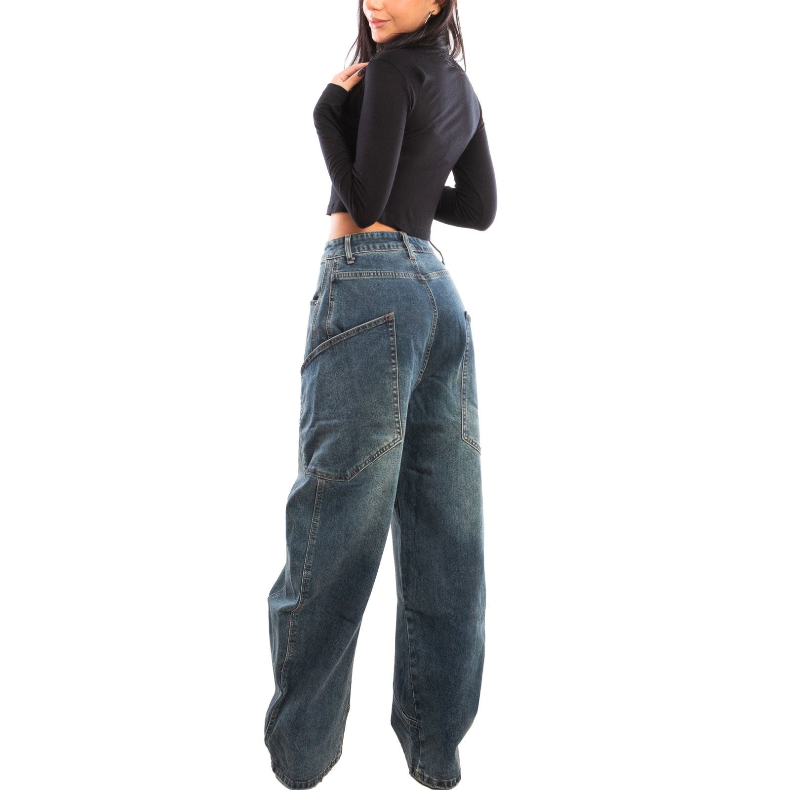 toocool jeans donna baggy banana pantaloni casual denim distressed lavaggio acido toocool 2mt691 blu xs
