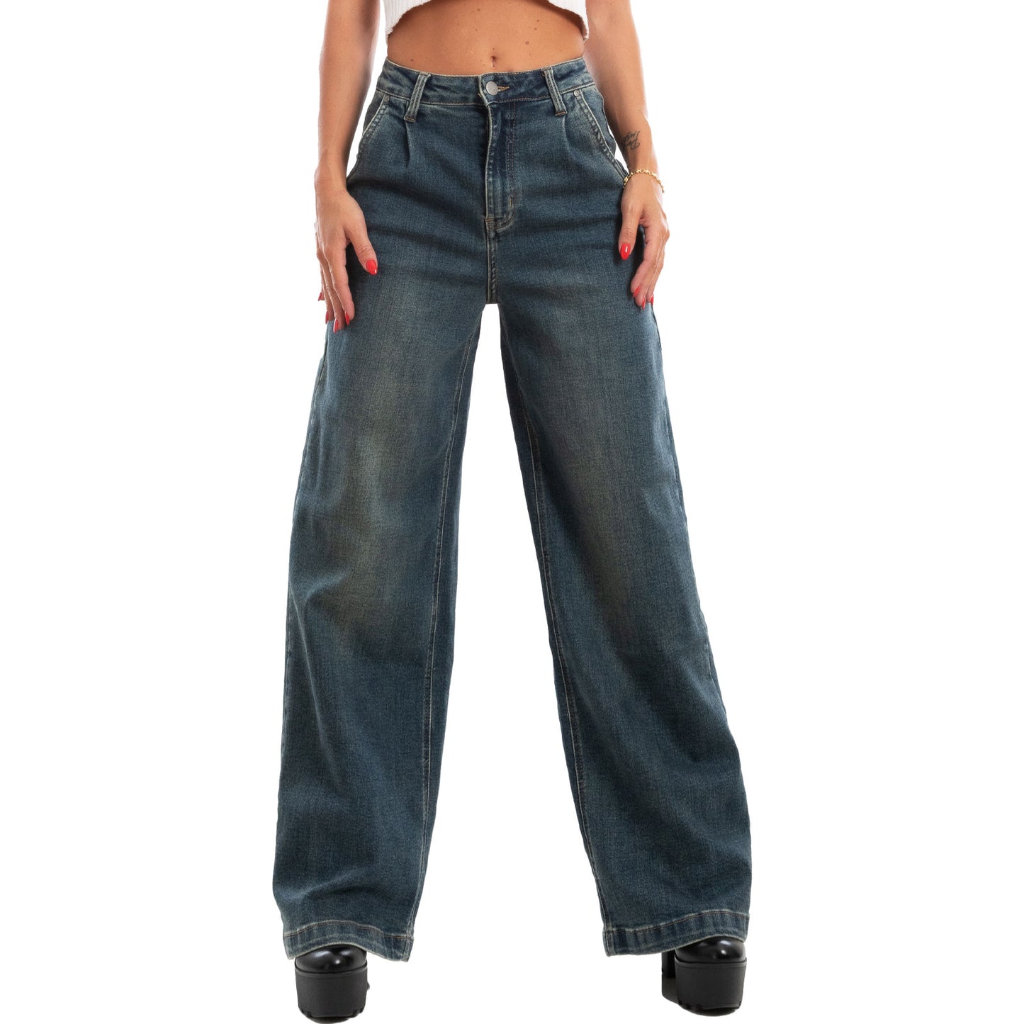 immagine-5-toocool-jeans-palazzo-denim-vita-alta-pantaloni-fx1209