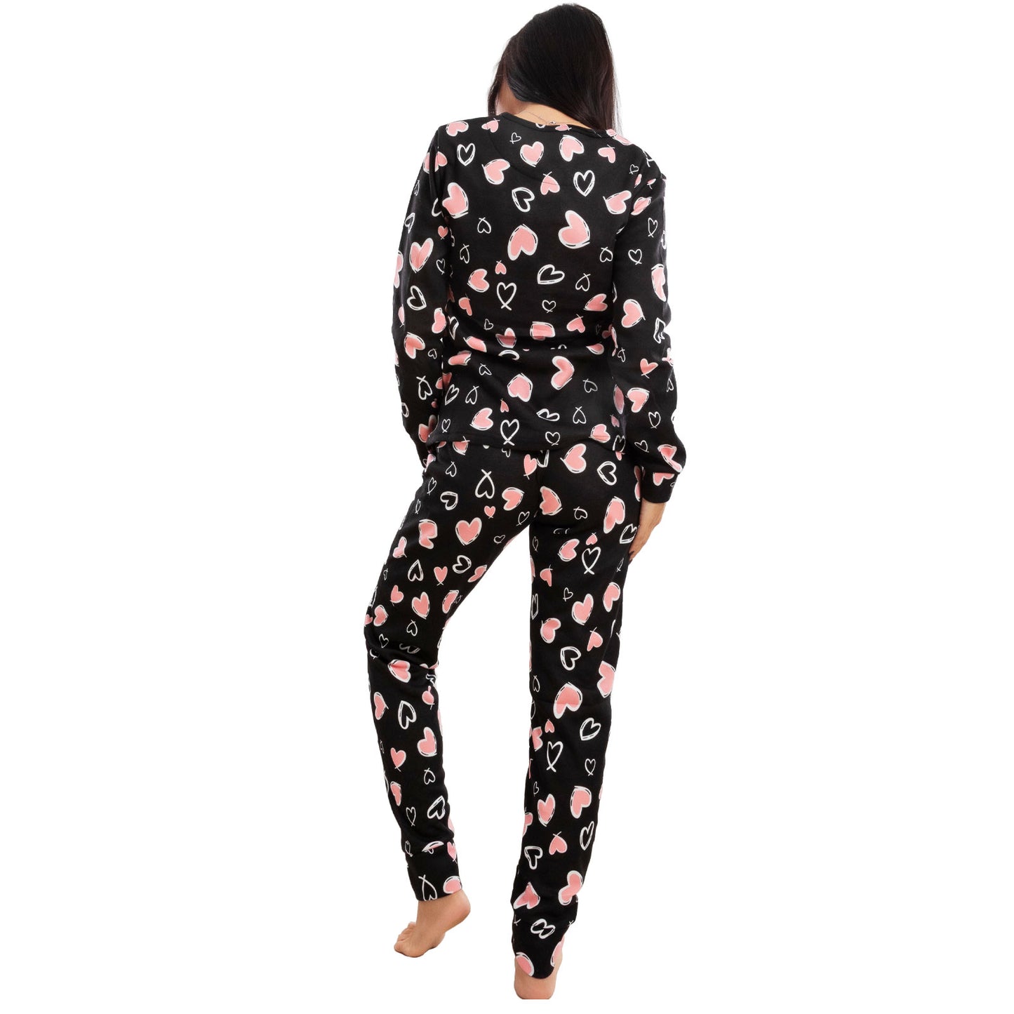 toocool pigiama donna invernale felpato cuori maniche lunghe pantaloni caldo cotone toocool q1039 nero s