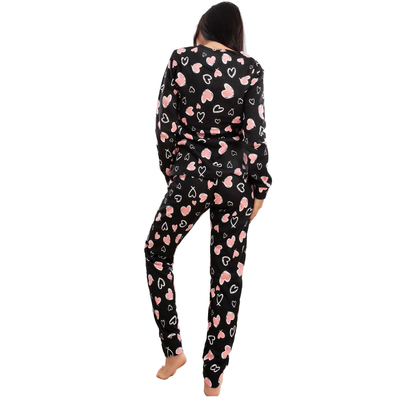 toocool pigiama donna invernale felpato cuori maniche lunghe pantaloni caldo cotone toocool q1039 nero s