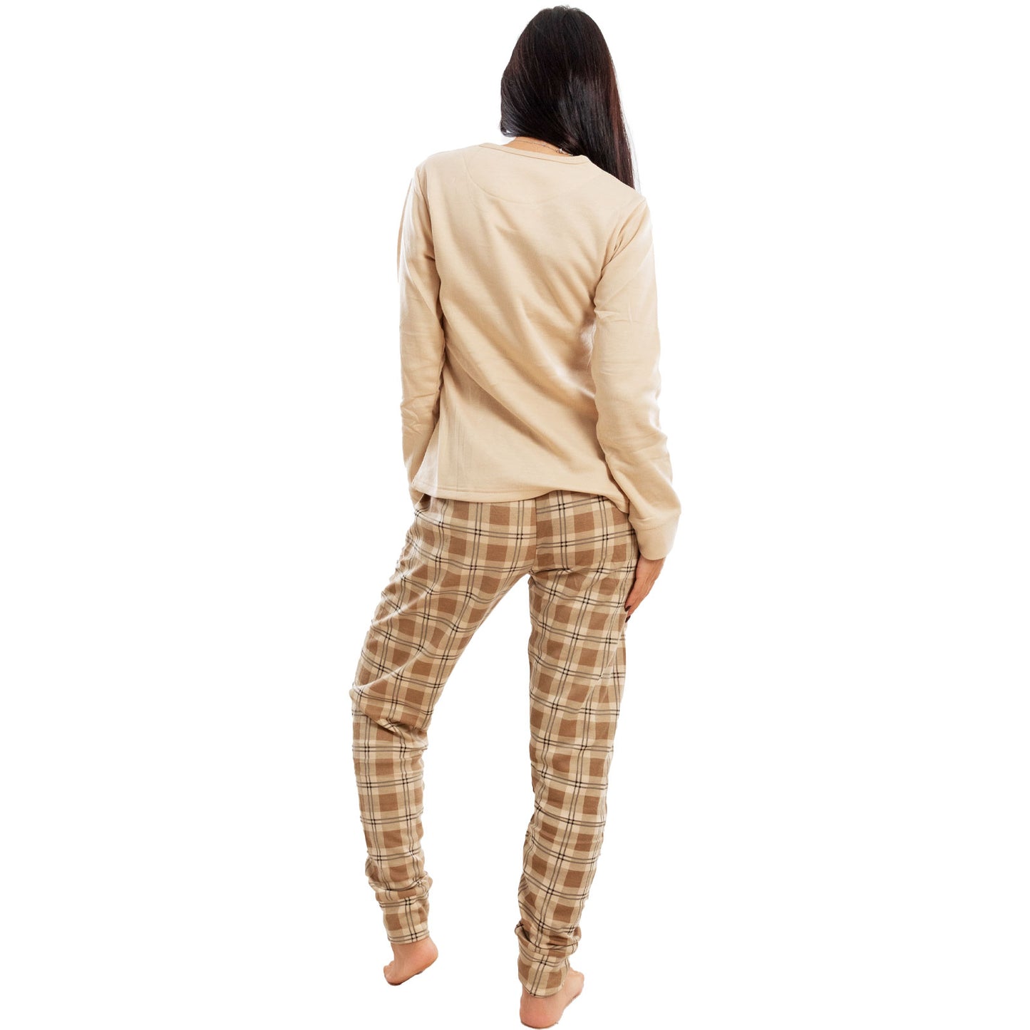 toocool pigiama donna invernale felpato orsetto scozzese caldo cotone maniche lunghe toocool it 6433 beige s