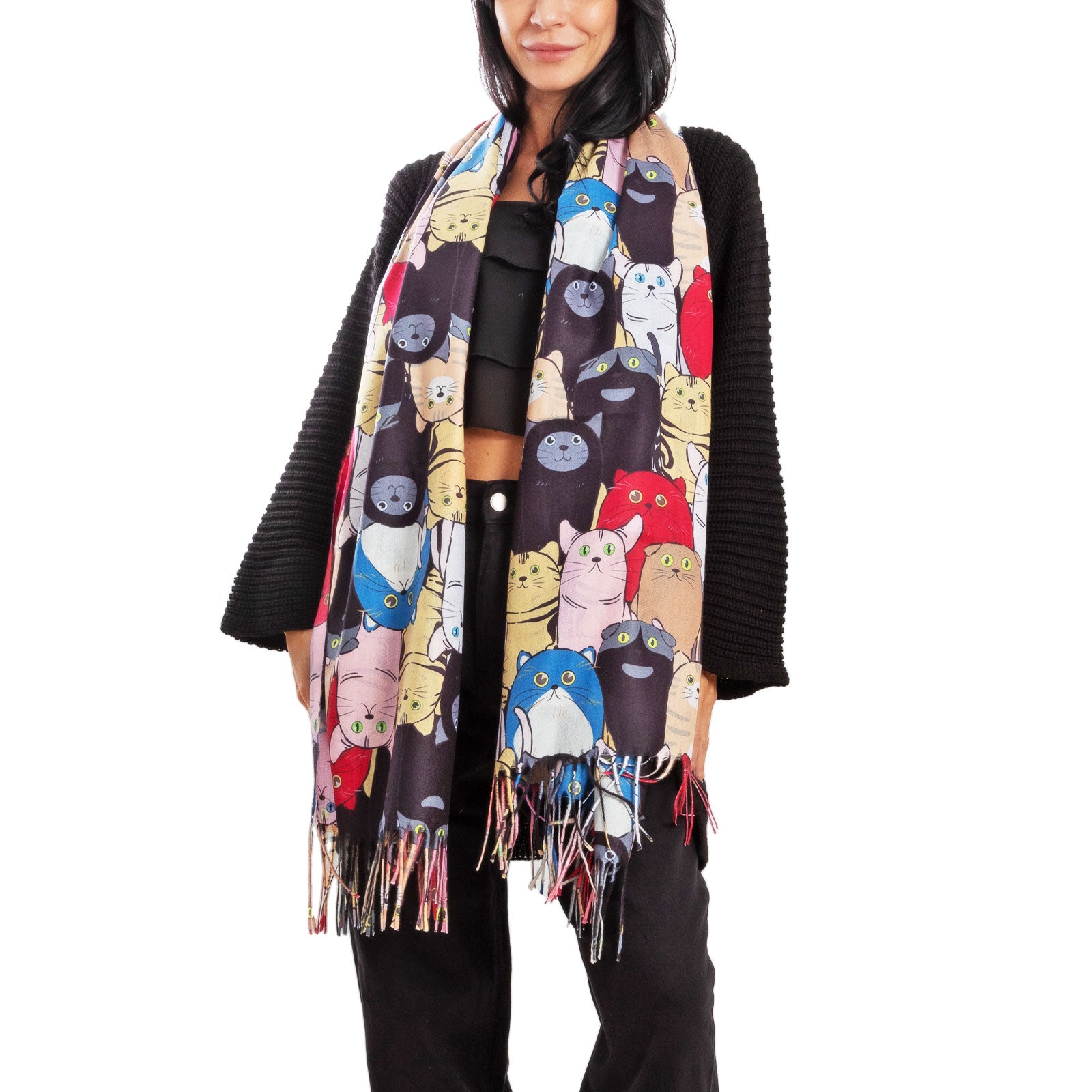 immagine-6-toocool-sciarpa-unisex-gatti-stola-frange-foulard-scialle-em-3579