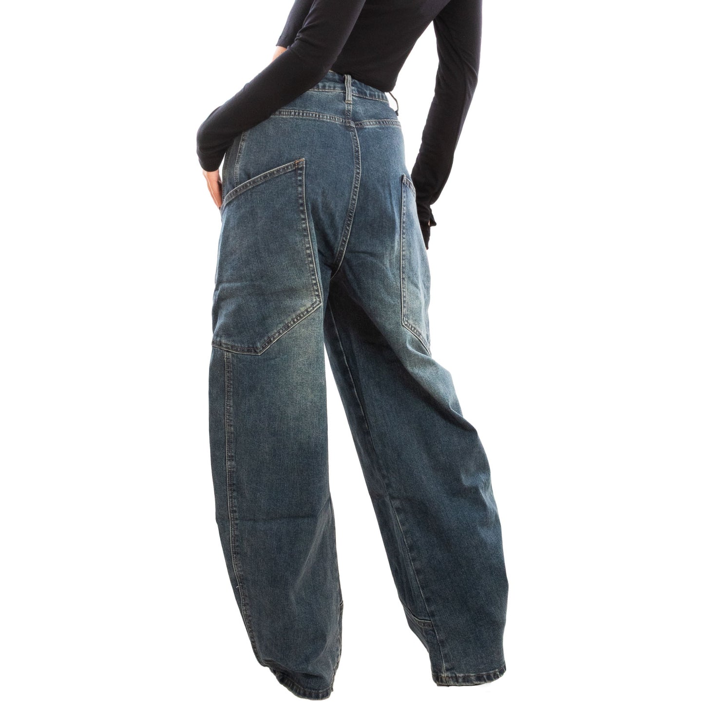 toocool jeans donna baggy banana pantaloni casual denim distressed lavaggio acido toocool 2mt691 blu xs
