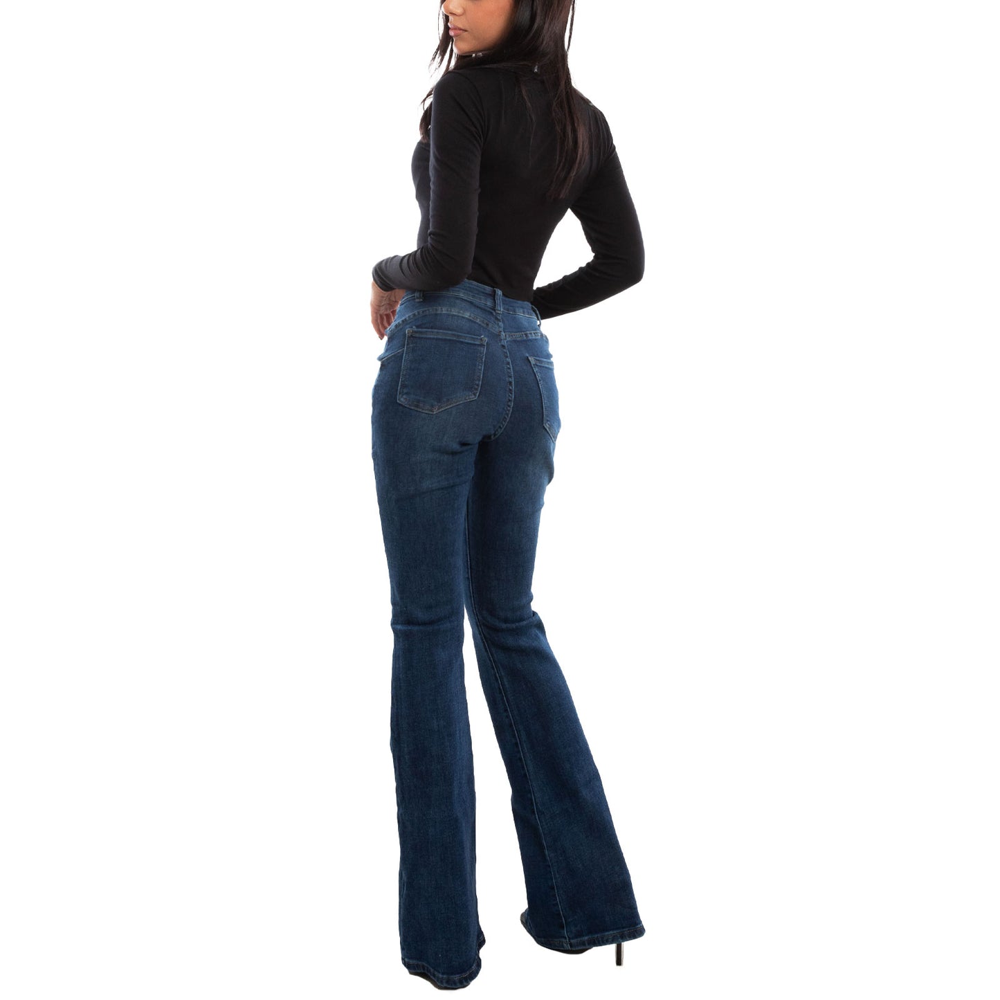 toocool jeans donna pantaloni curvy zampa elefante campana flare push up lavaggio scuro toocool vi 1209 blu m