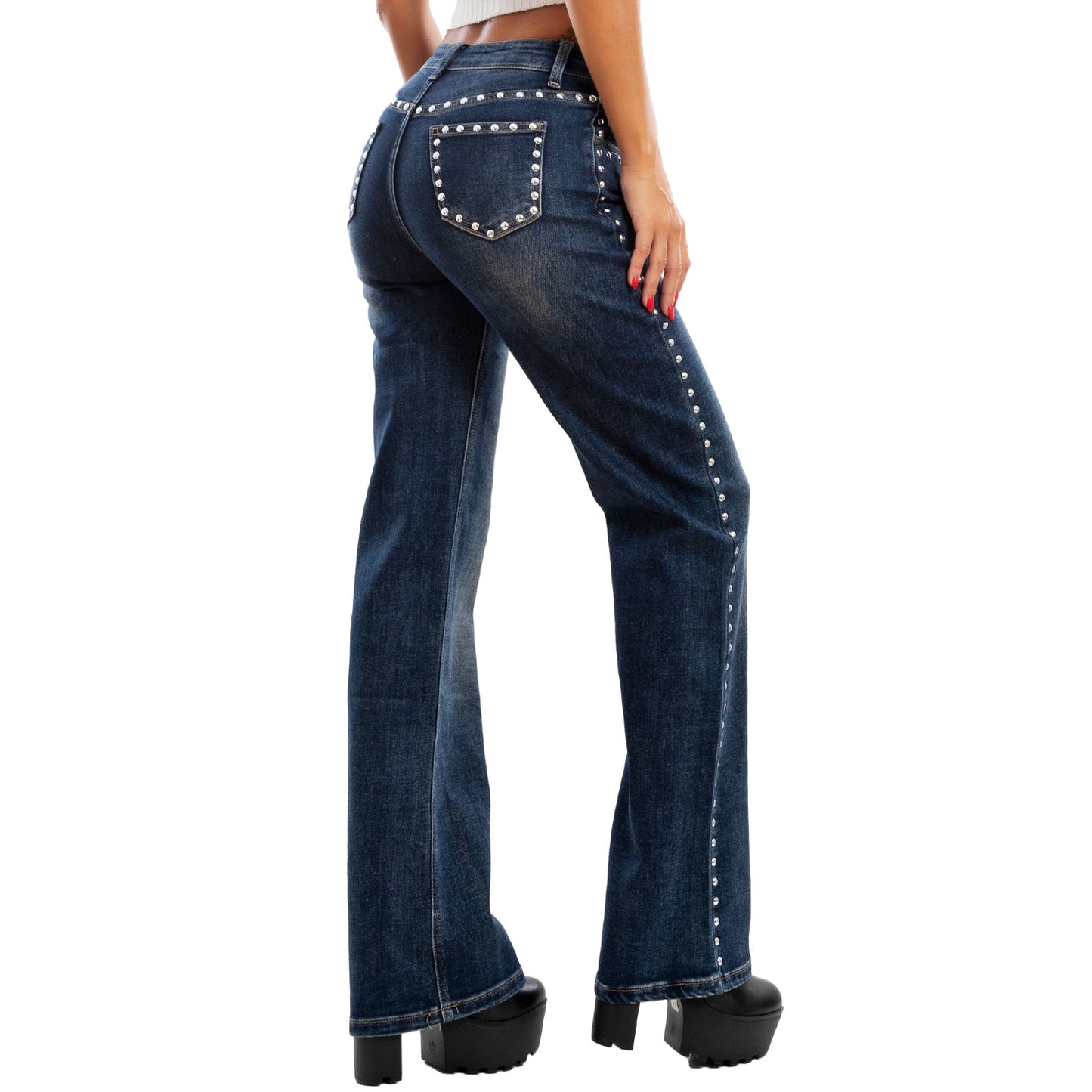 immagine-8-toocool-jeans-borchie-denim-palazzo-bootcut-vita-alta-fx-1222