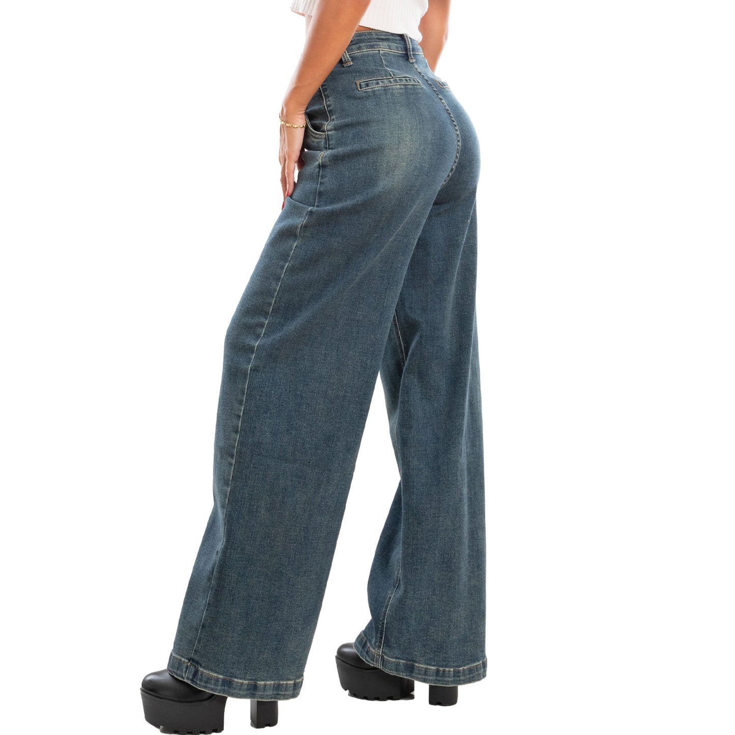 immagine-8-toocool-jeans-palazzo-denim-vita-alta-pantaloni-fx1209