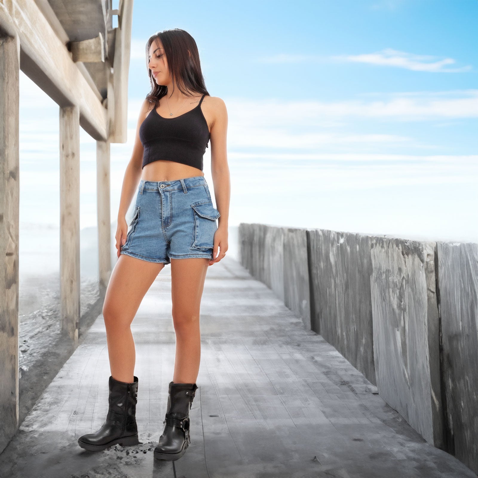 immagine-8-toocool-shorts-cargo-jeans-donna-denim-vi-3015