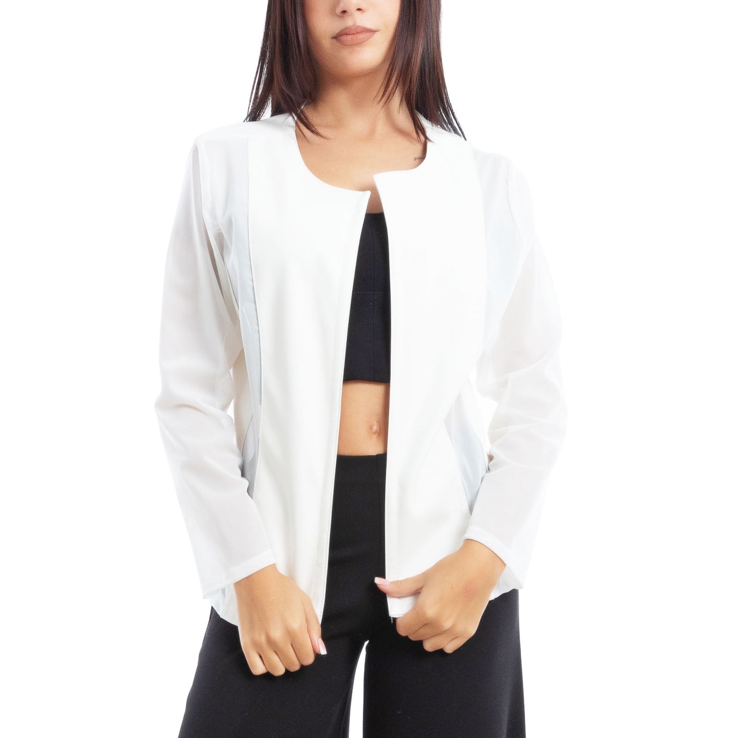 toocool giacca pelle sintetica donna velata elegante g987
