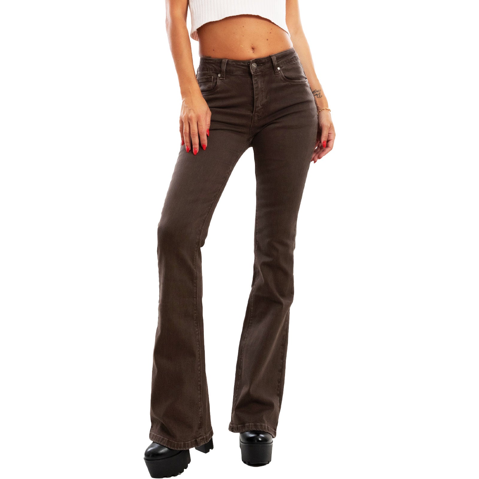 toocool jeans donna pantaloni zampa vita media push upfx1216