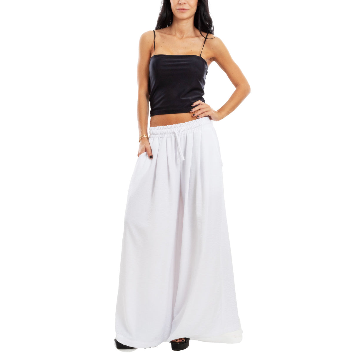 toocool pantaloni palazzo donna ampi estivi leggeri casual boho toocool vb 20214 nero taglia unica