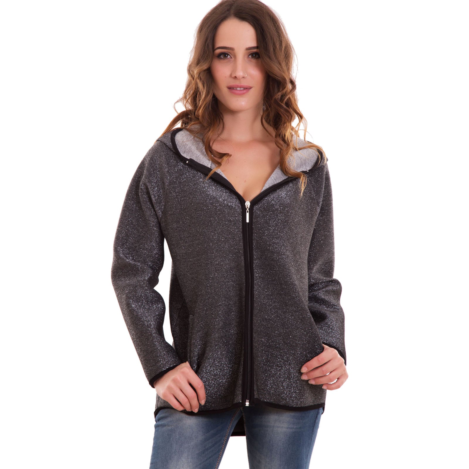 Felpa Con Cappuccio HKM 14023 Donna - Comoda, Morbida, Con Tasche Frontali