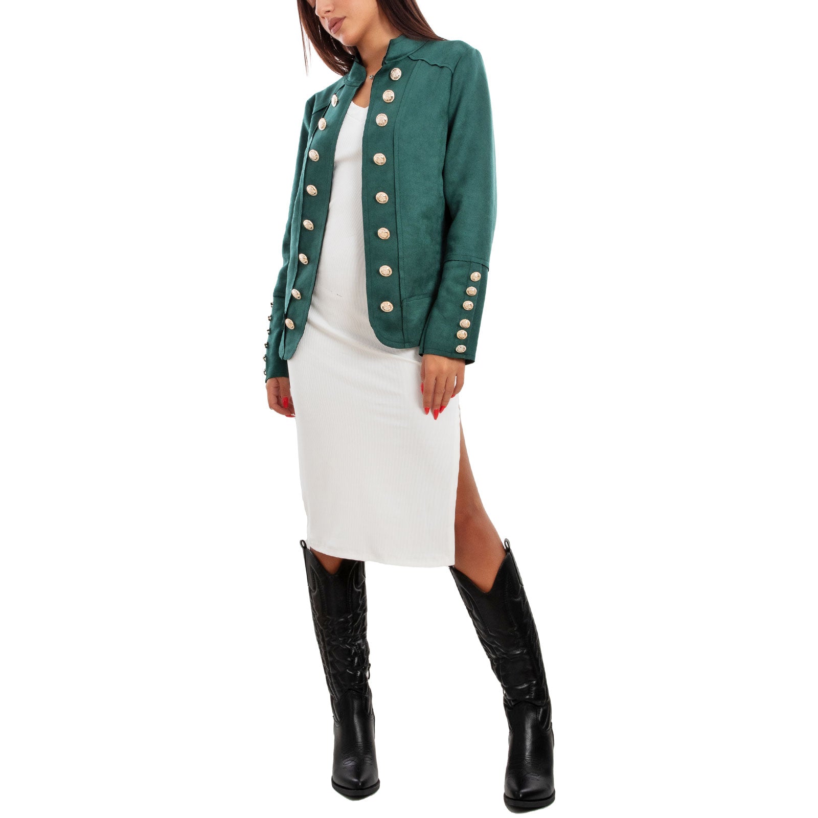 immagine-11-toocool-giacca-donna-scamosciata-bottoni-militare-vb-5191