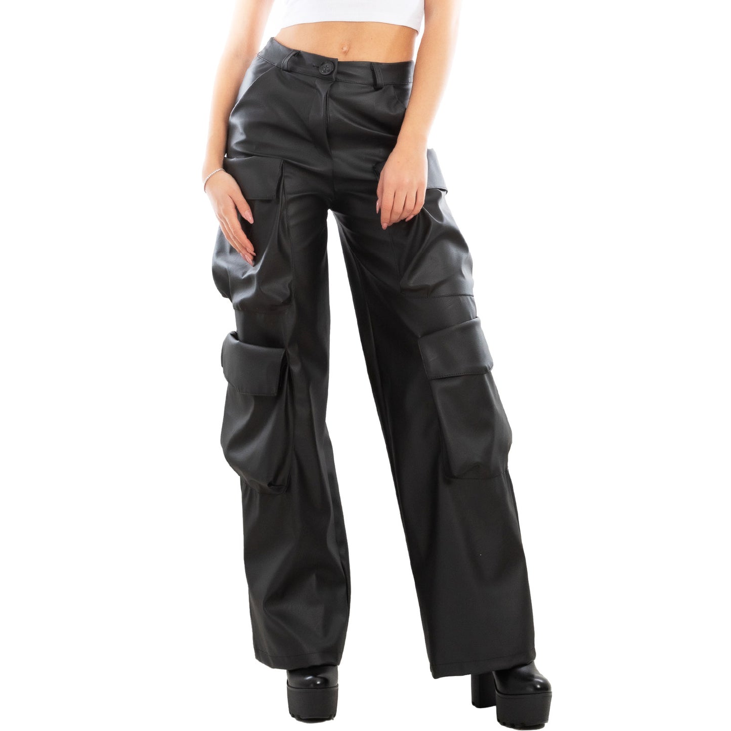 immagine-7-toocool-pantaloni-donna-palazzo-cargo-finta-pelle-vi-8035