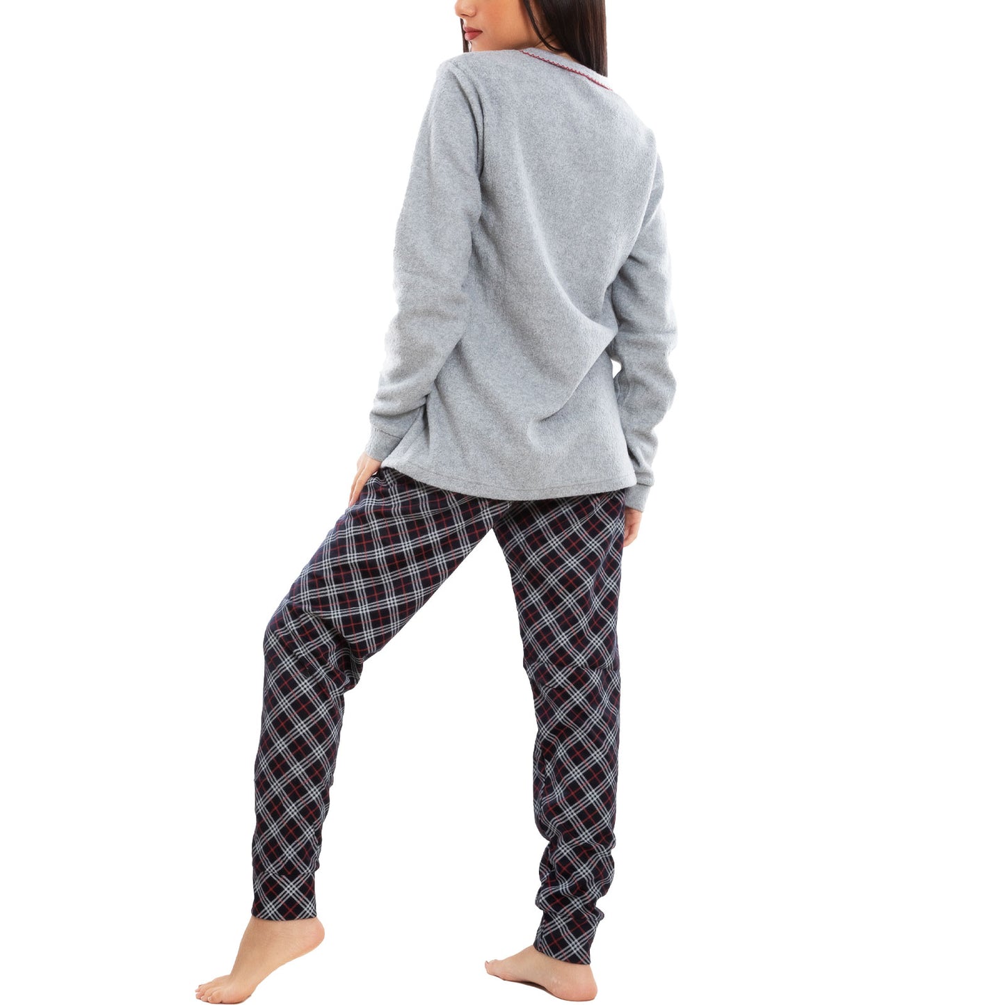 immagine-7-toocool-pigiama-donna-felpato-pile-scozzese-gatto-be-7964