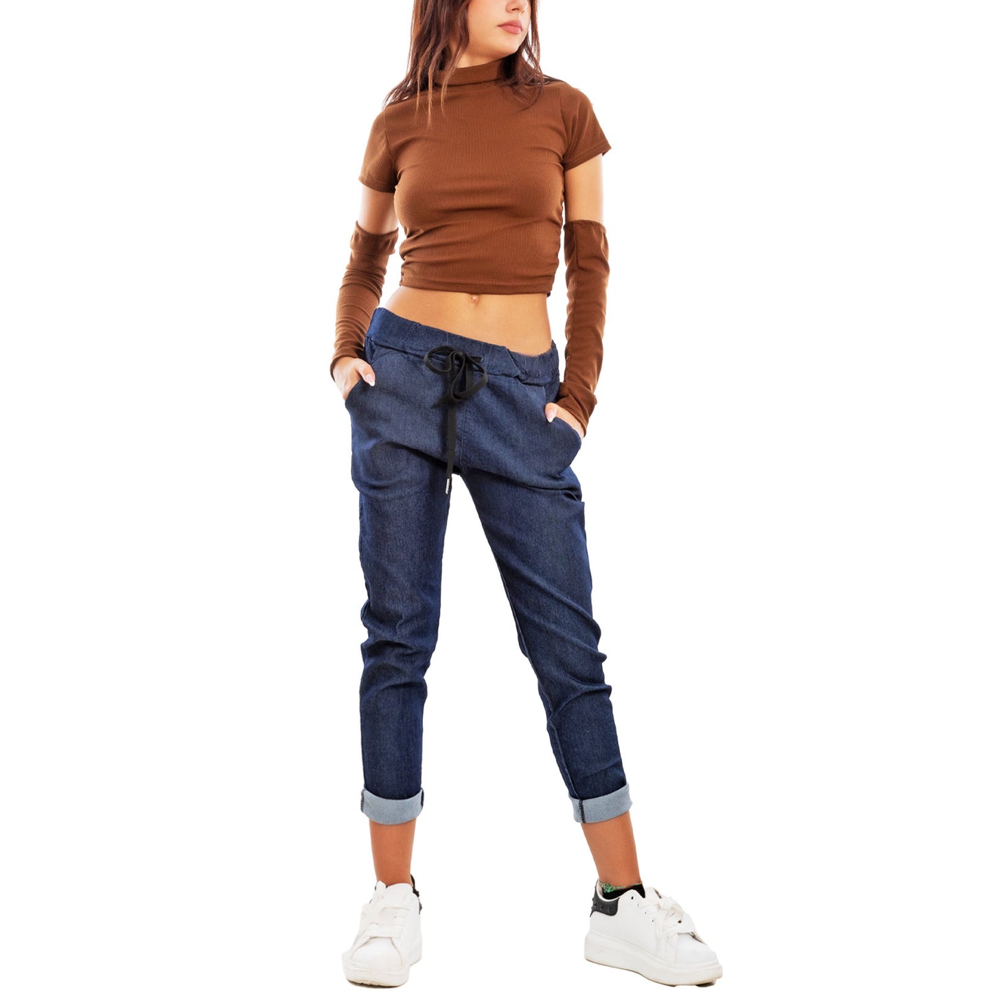 immagine-8-toocool-pantaloni-baggy-denim-casual-laccio-in-vita-ms-3378