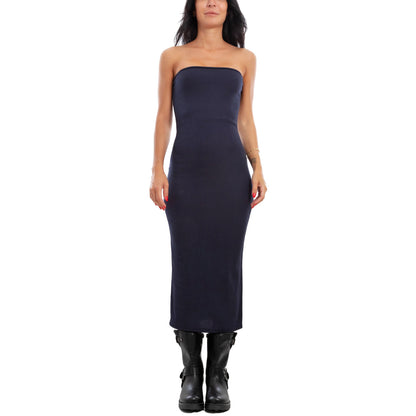 toocool vestito donna tubino costine bandeau spacco 200433