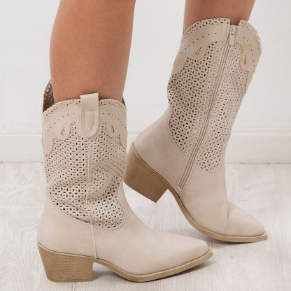 toocool stivali donna estivi western texani traforati 6y220
