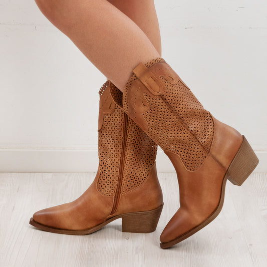toocool stivali donna estivi western texani traforati 6y220