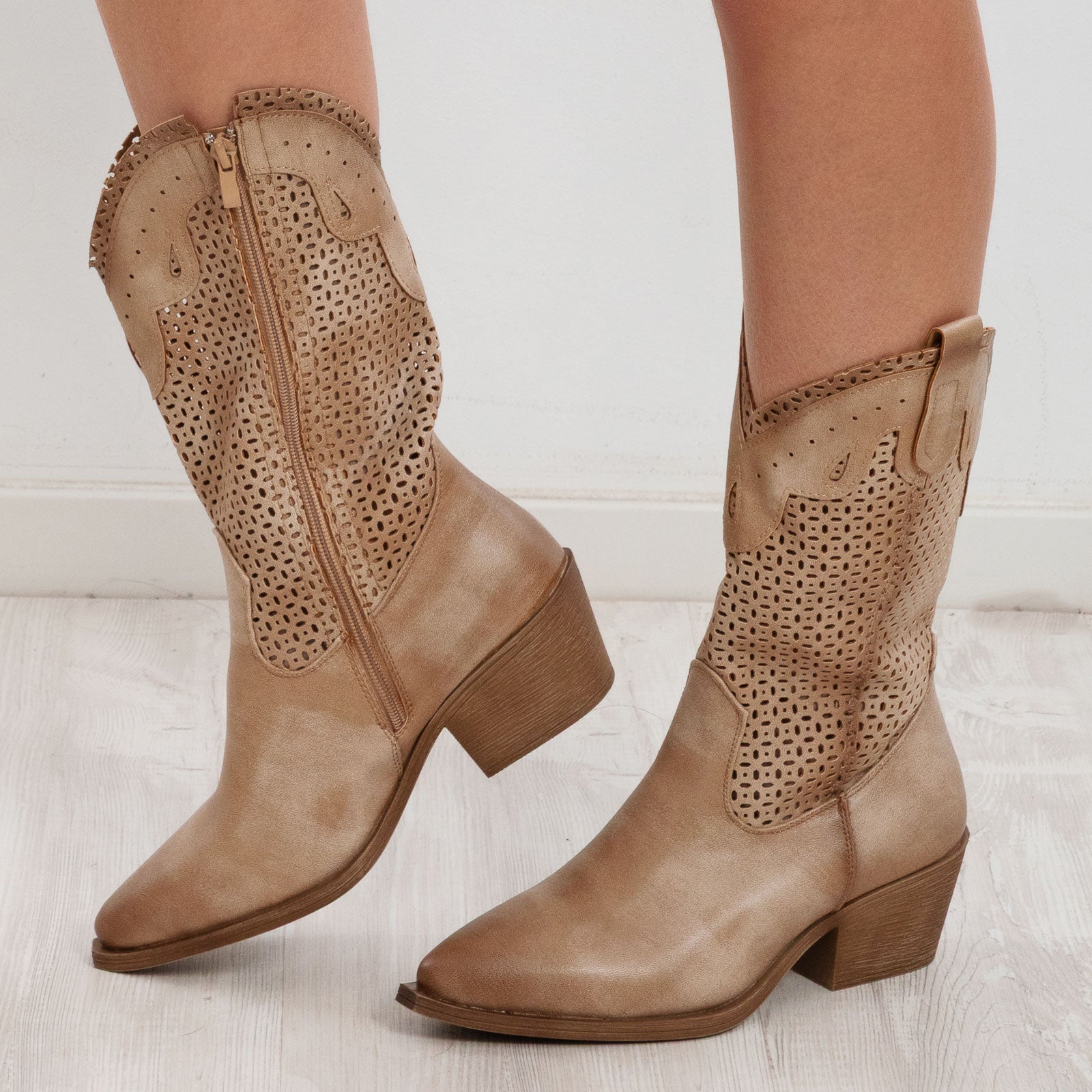 toocool stivali donna estivi western texani traforati 6y220