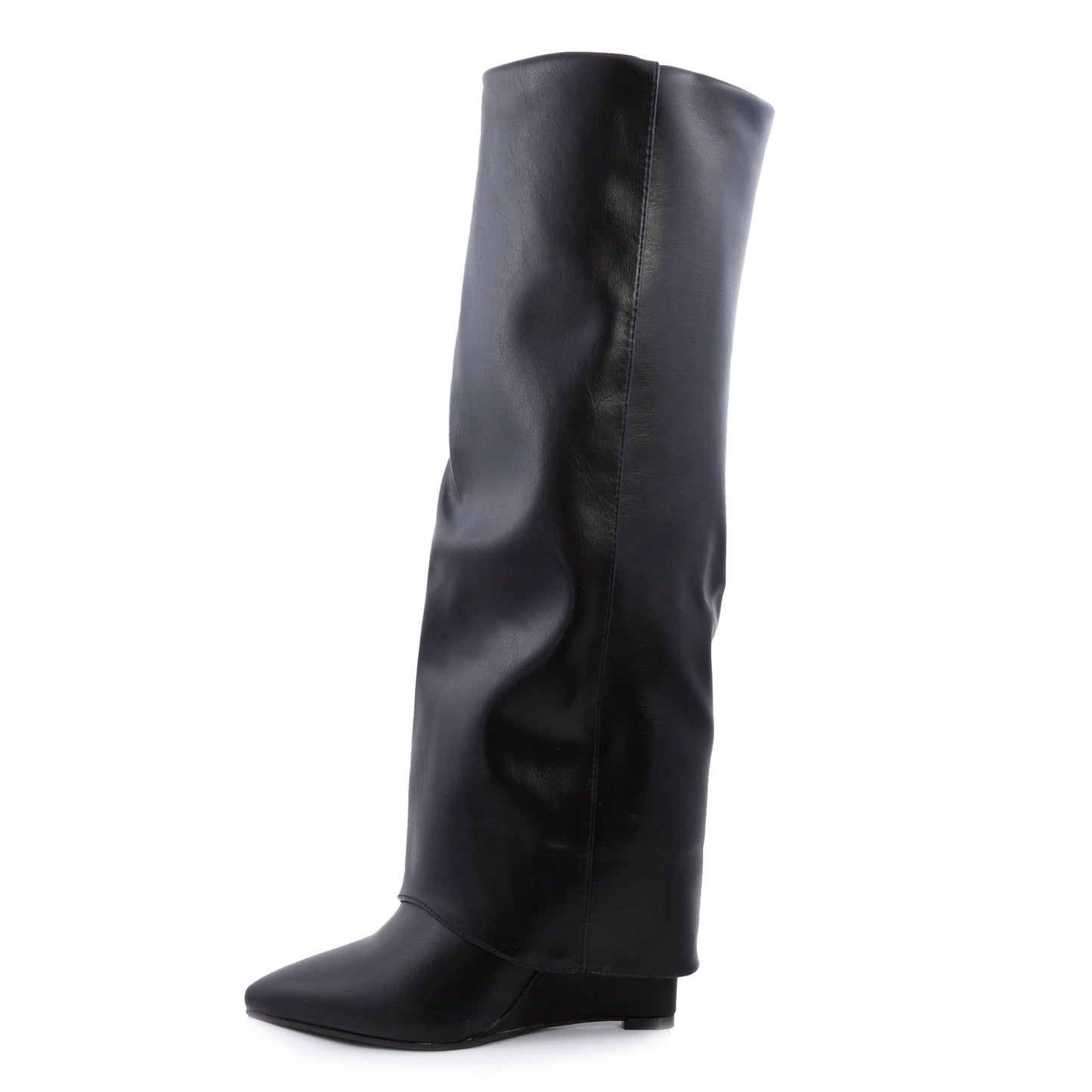 toocool stivali donna ginocchio gambale tubo risvolto zeppa 703js