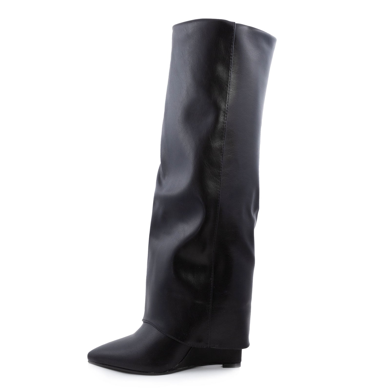 toocool stivali donna ginocchio gambale tubo risvolto zeppa 703js