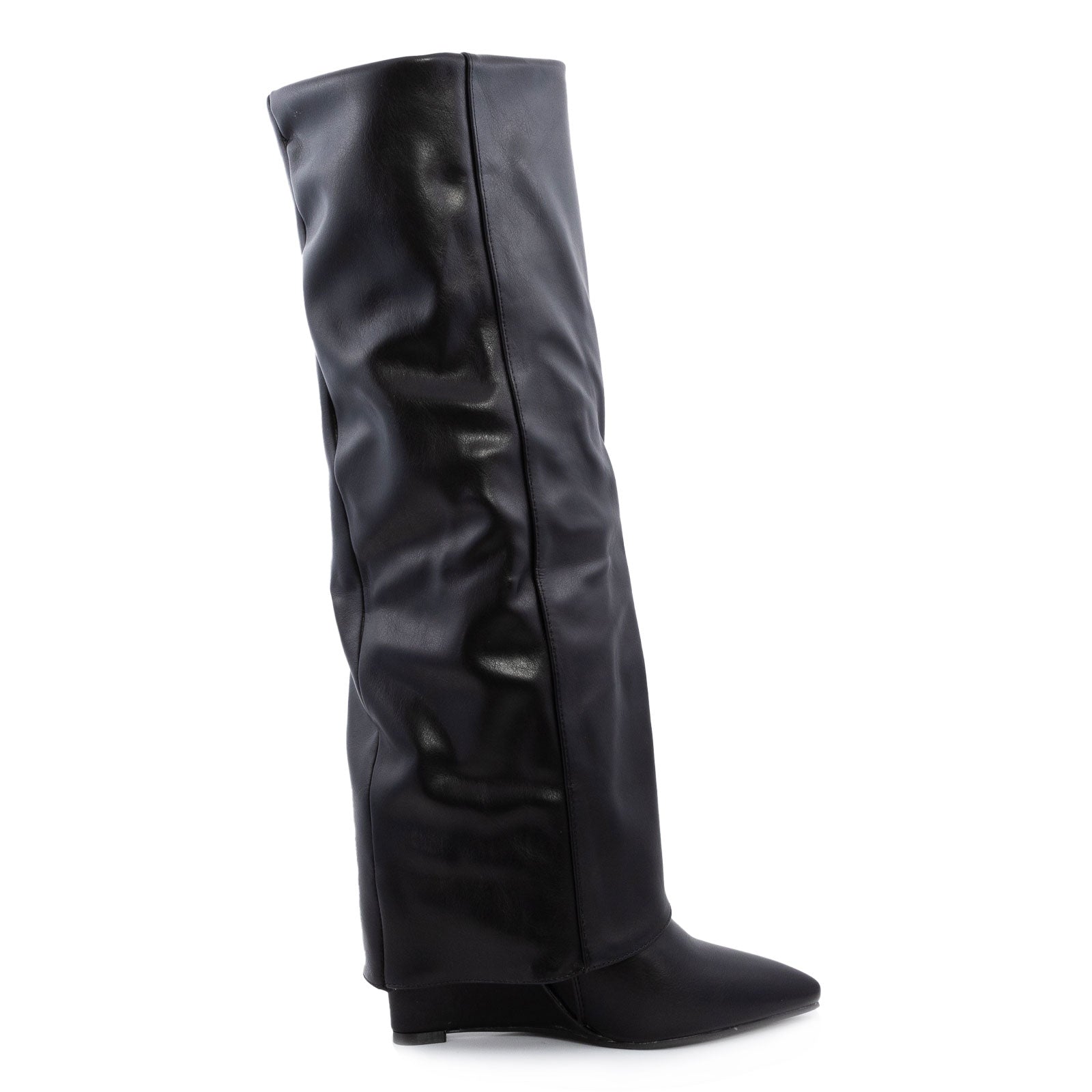toocool stivali donna ginocchio gambale tubo risvolto zeppa 703js