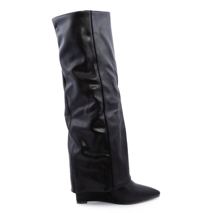 toocool stivali donna ginocchio gambale tubo risvolto zeppa 703js