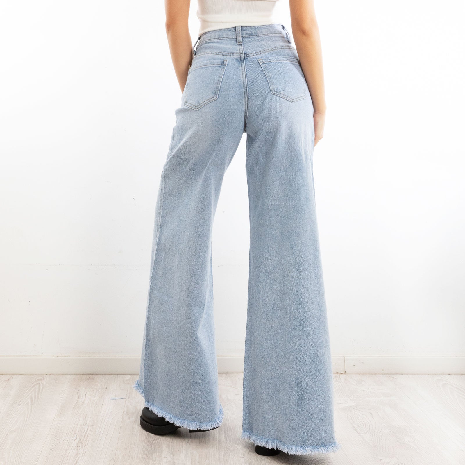 Jeans Donna Pantaloni Campana Zampa Flare Strass Fx1243