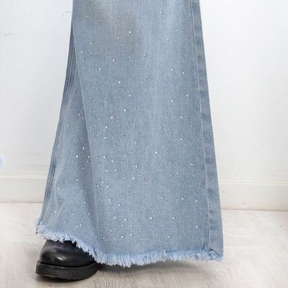 toocool jeans donna pantaloni campana zampa flare strass fx1243