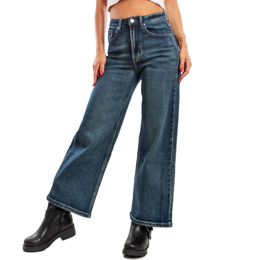 toocool jeans donna pantaloni denim campana zampa vita alta fx1203