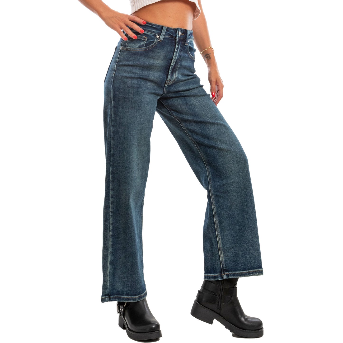 toocool jeans donna pantaloni denim campana zampa vita alta fx1203