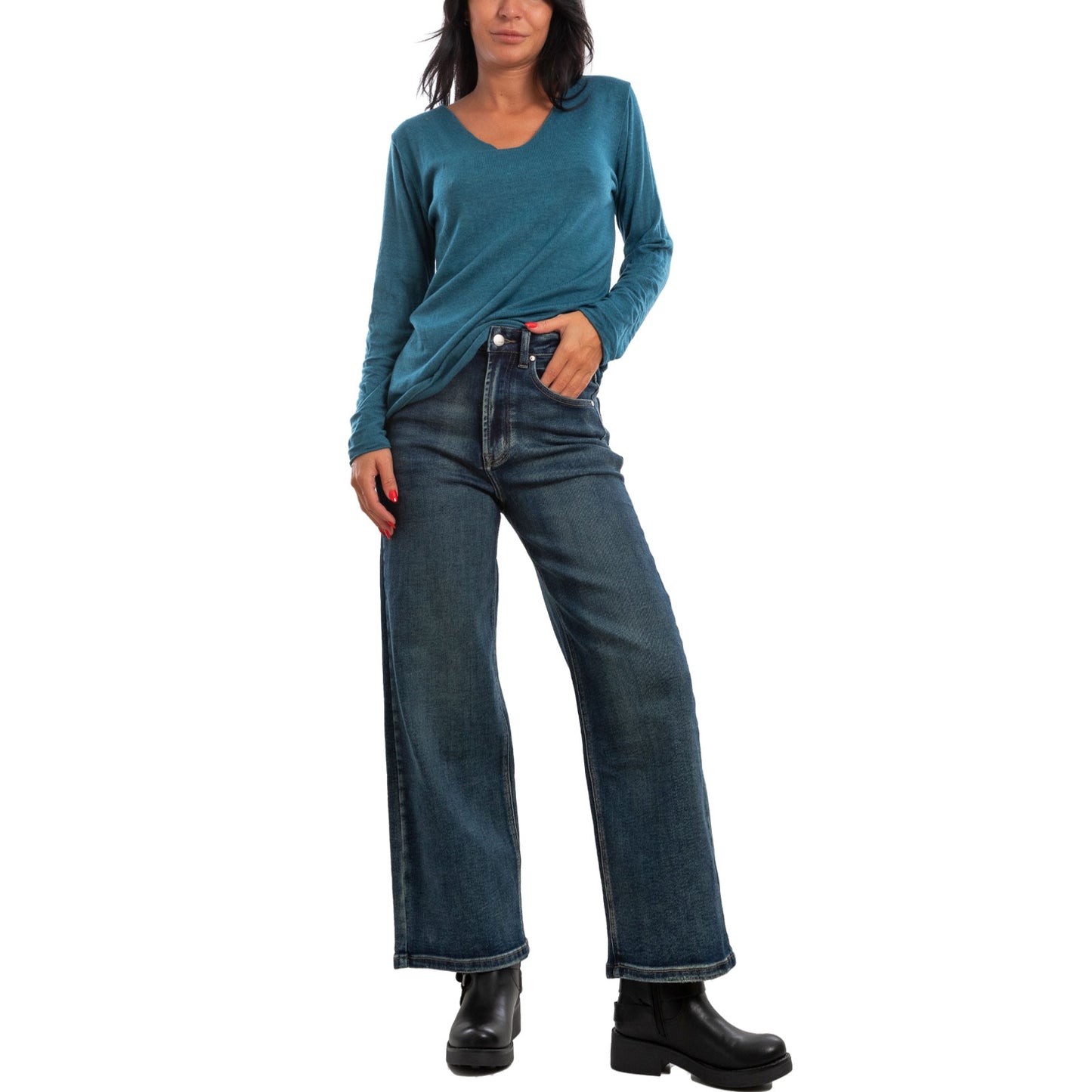 toocool jeans donna pantaloni denim campana zampa vita alta fx1203