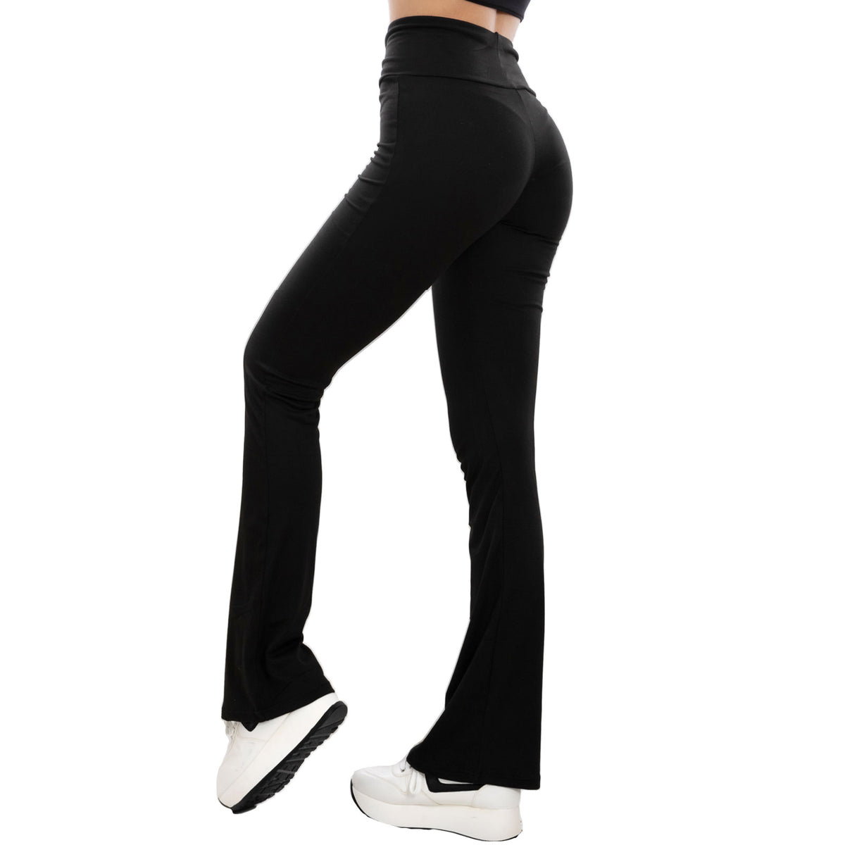 Pantaloni donna zampa flare campana fitness tuta basic sportivi H908