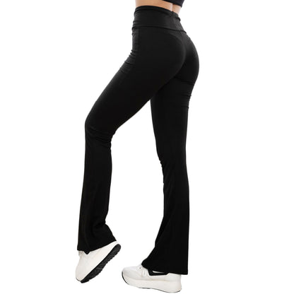 Pantaloni donna zampa flare campana fitness tuta basic sportivi H908