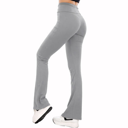 Pantaloni donna zampa flare campana fitness tuta basic sportivi H908