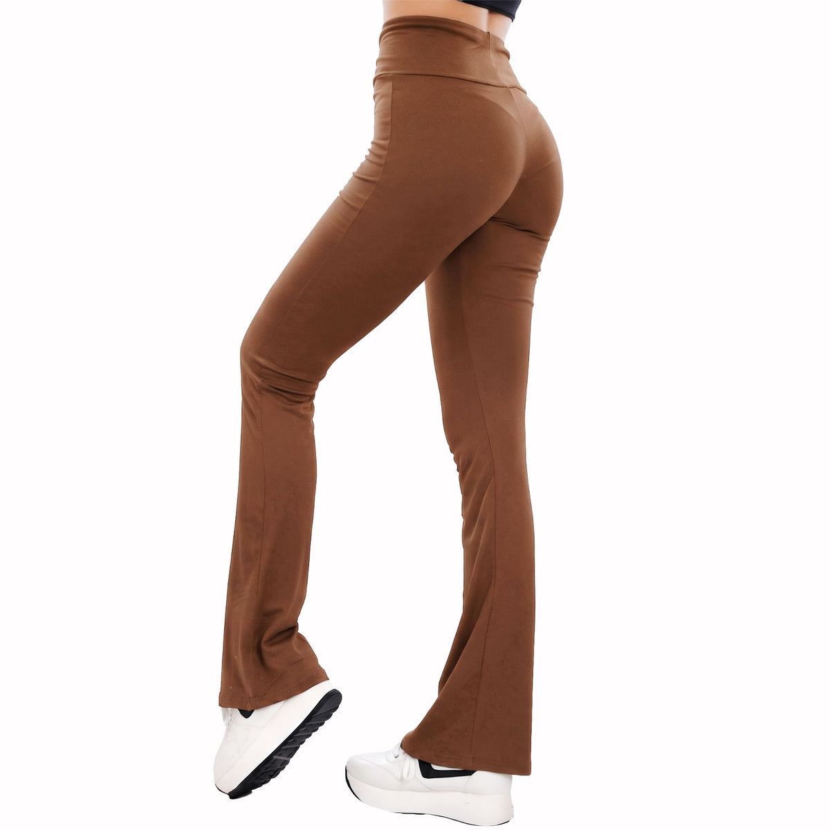 Pantaloni donna zampa flare campana fitness tuta basic sportivi H908