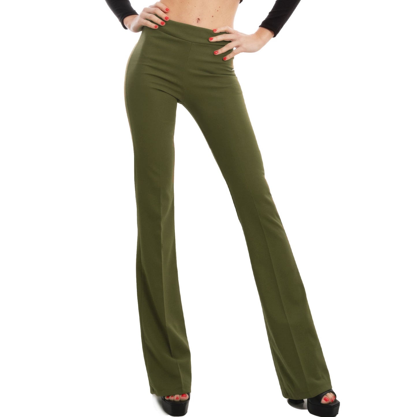 Pantaloni donna campana aderenti zampa elefante elasticizzati hot sexy