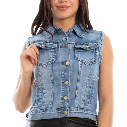 toocool giacca donna jeans denim gilet corta smanicata m7339