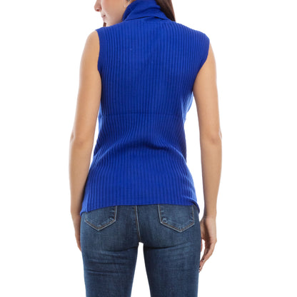 toocool dolcevita smanicato donna collo alto top costine vb 020