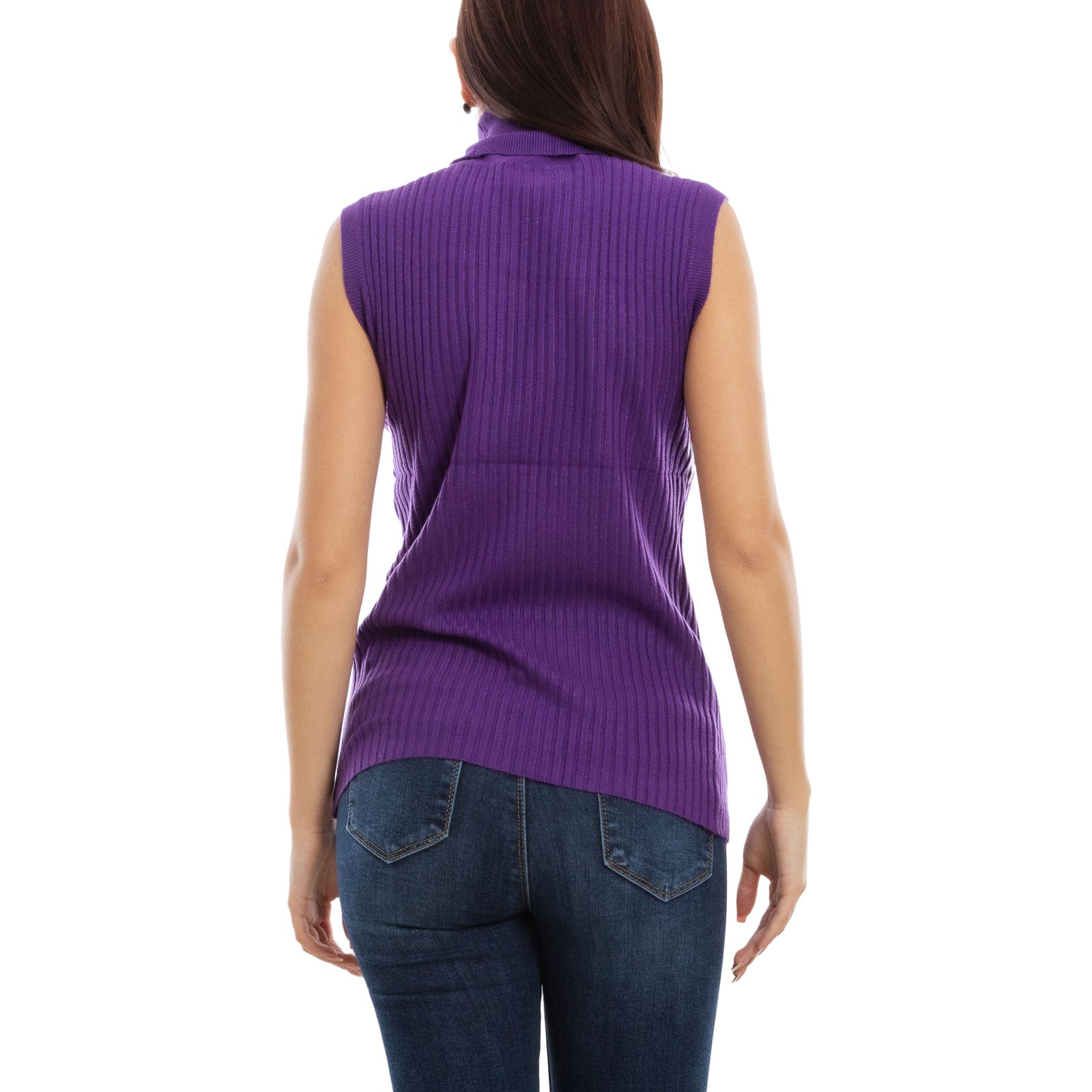 toocool dolcevita smanicato donna collo alto top costine vb 020