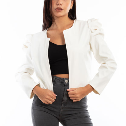toocool giacca bolero simil pelle maniche sbuffo toocool vi 3010
