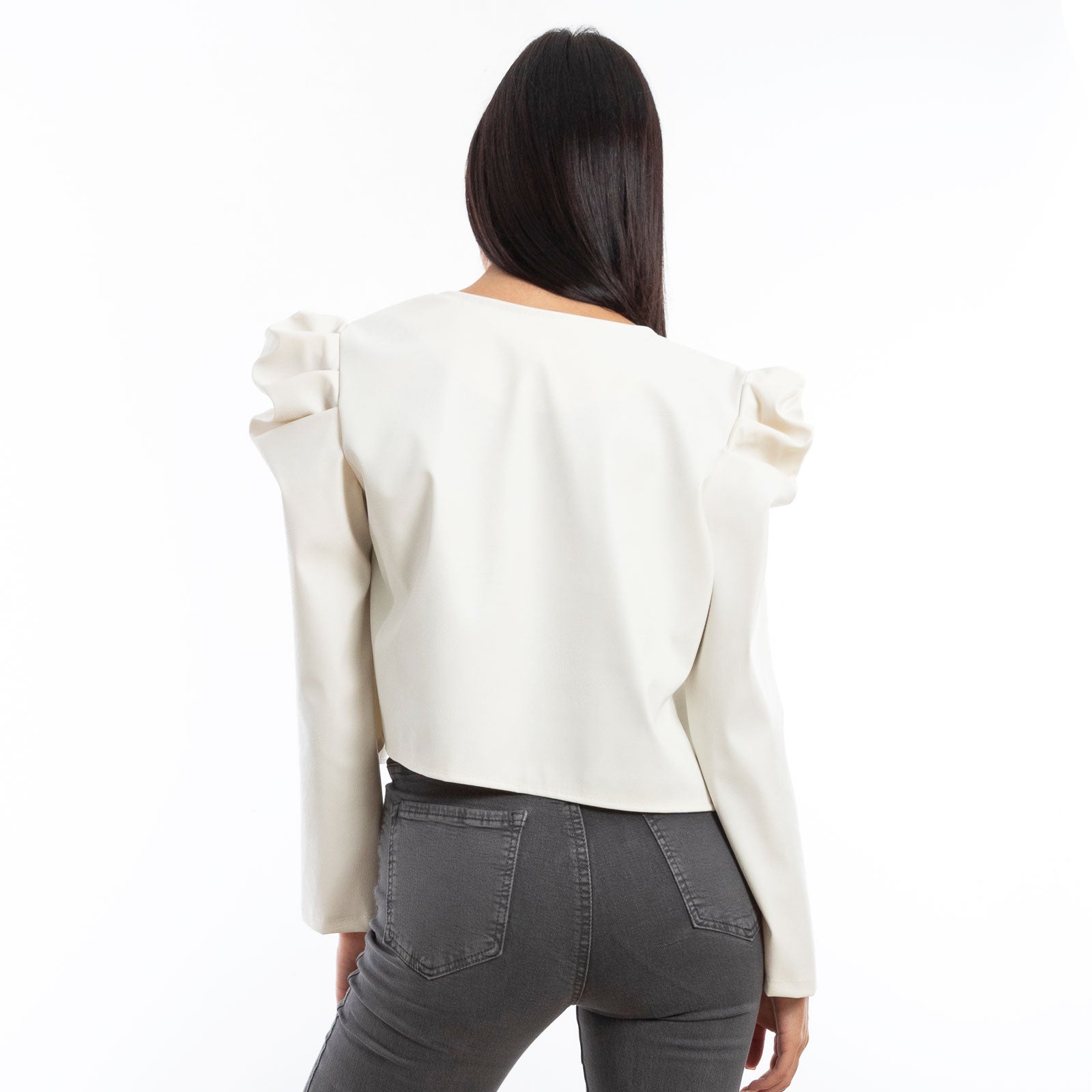 toocool giacca bolero simil pelle maniche sbuffo toocool vi 3010
