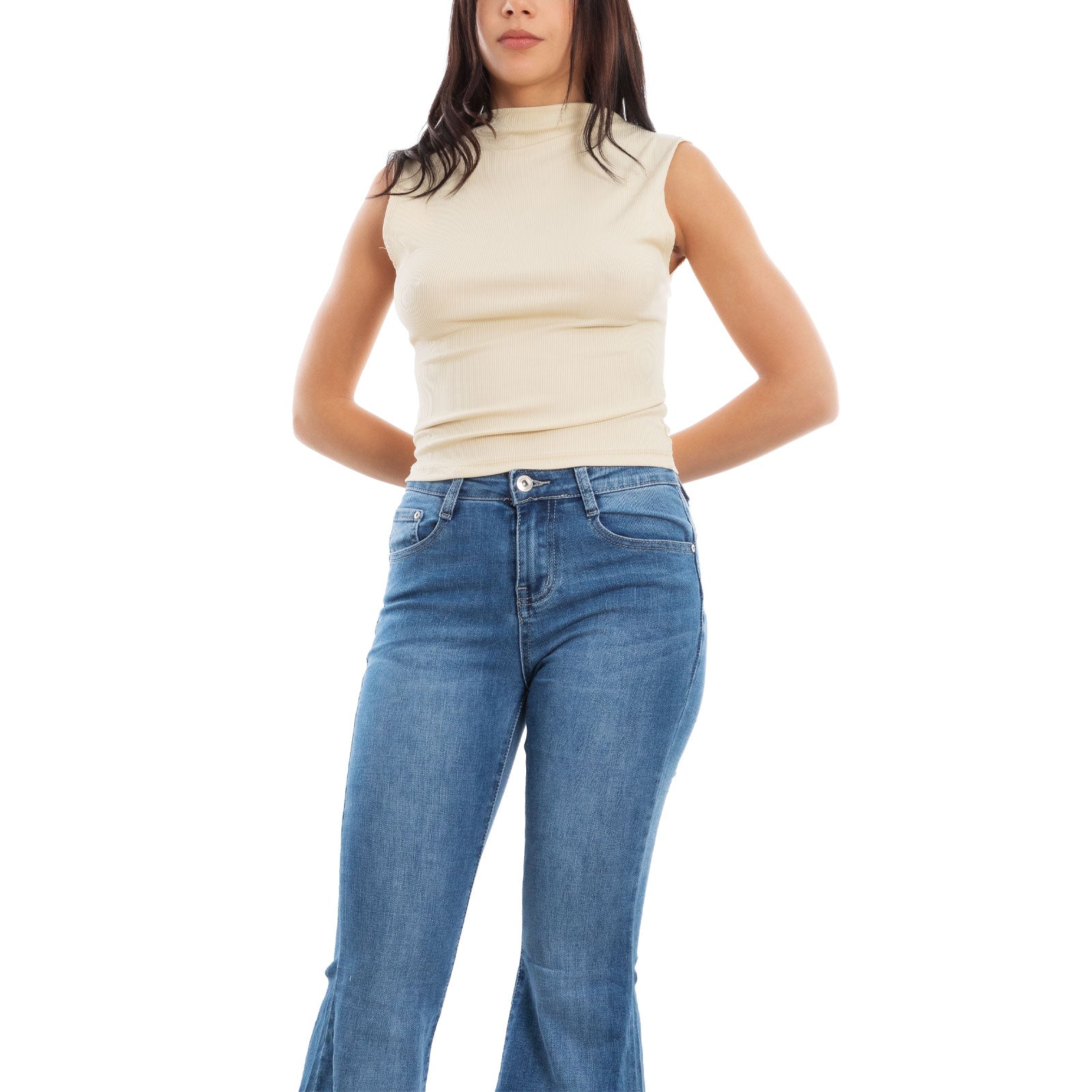 toocool top donna corto costine smanicato elasticizzato vi 5033