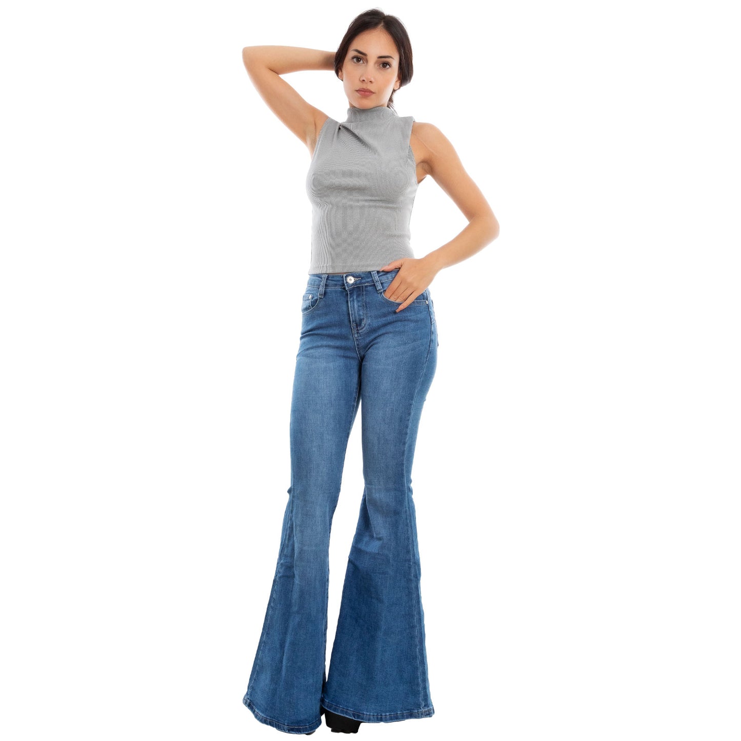 toocool top donna corto costine smanicato elasticizzato vi 5033