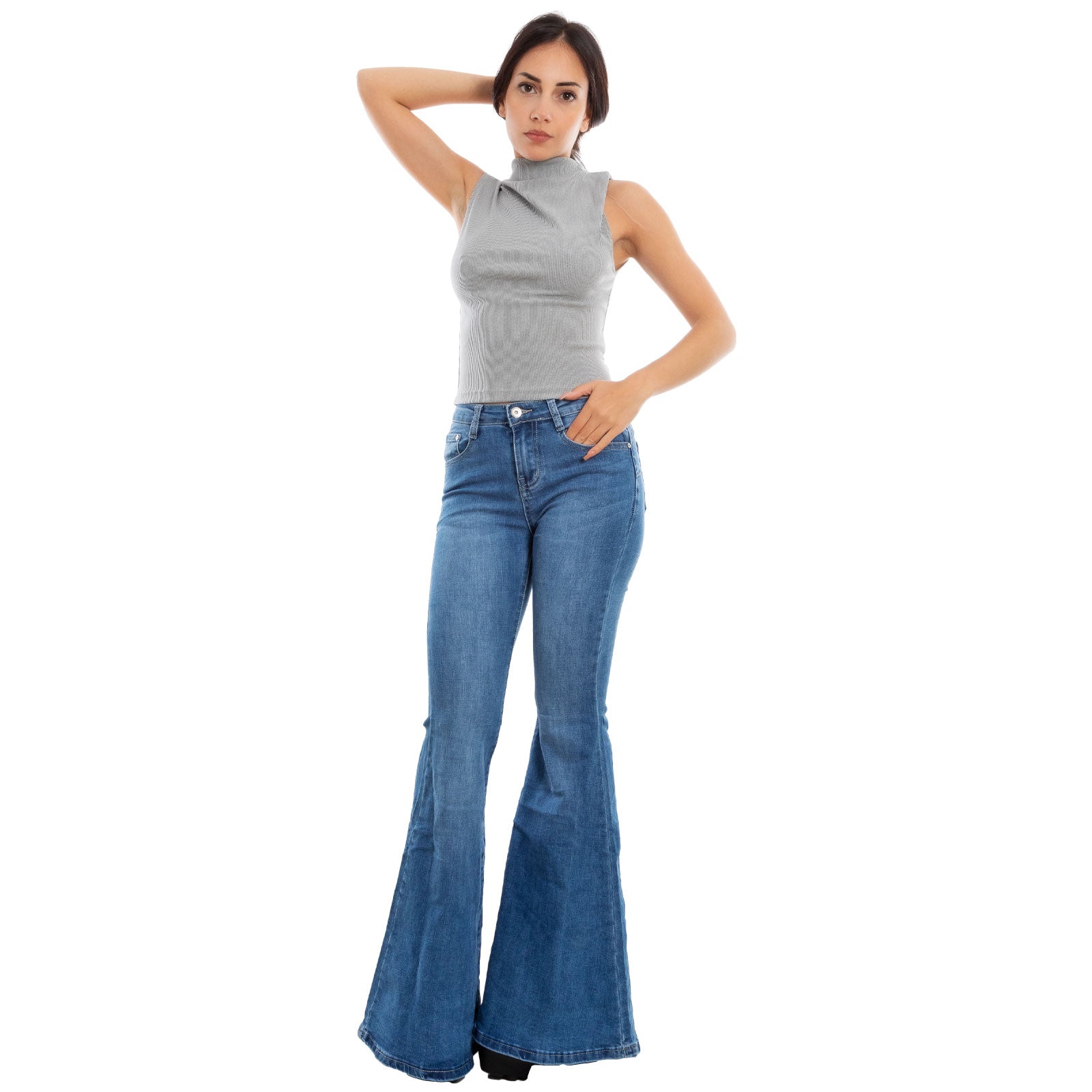 toocool top donna corto costine smanicato elasticizzato vi 5033