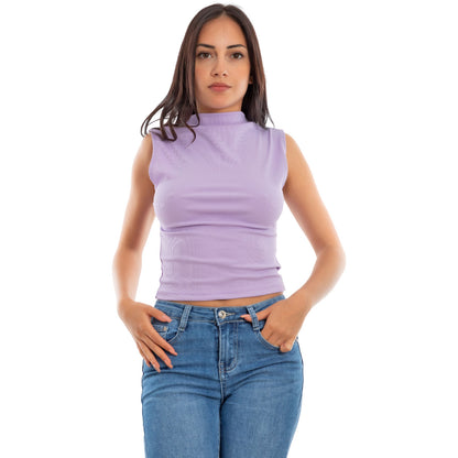 toocool top donna corto costine smanicato elasticizzato vi 5033